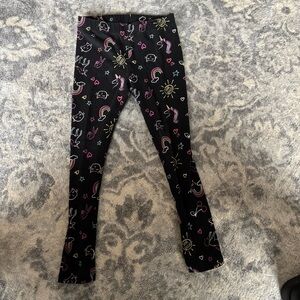 Rumi + Ryder Girls Leggings Size M 8-10 Black Multicolor Unicorn Cat